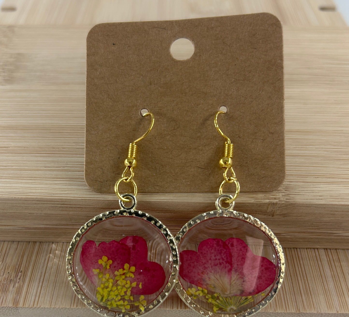 Pink and Yellow Circle Earrings