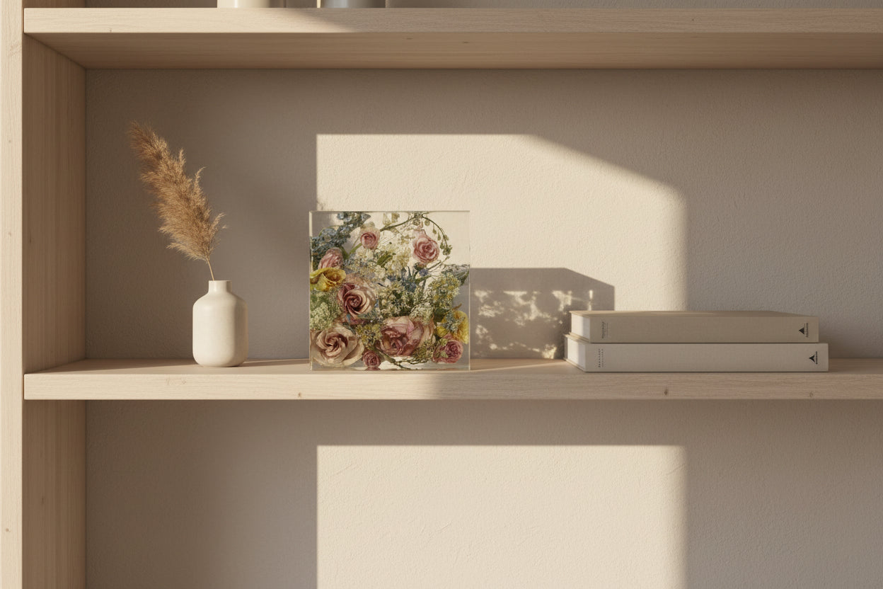 Resin Floral Block with Flowers