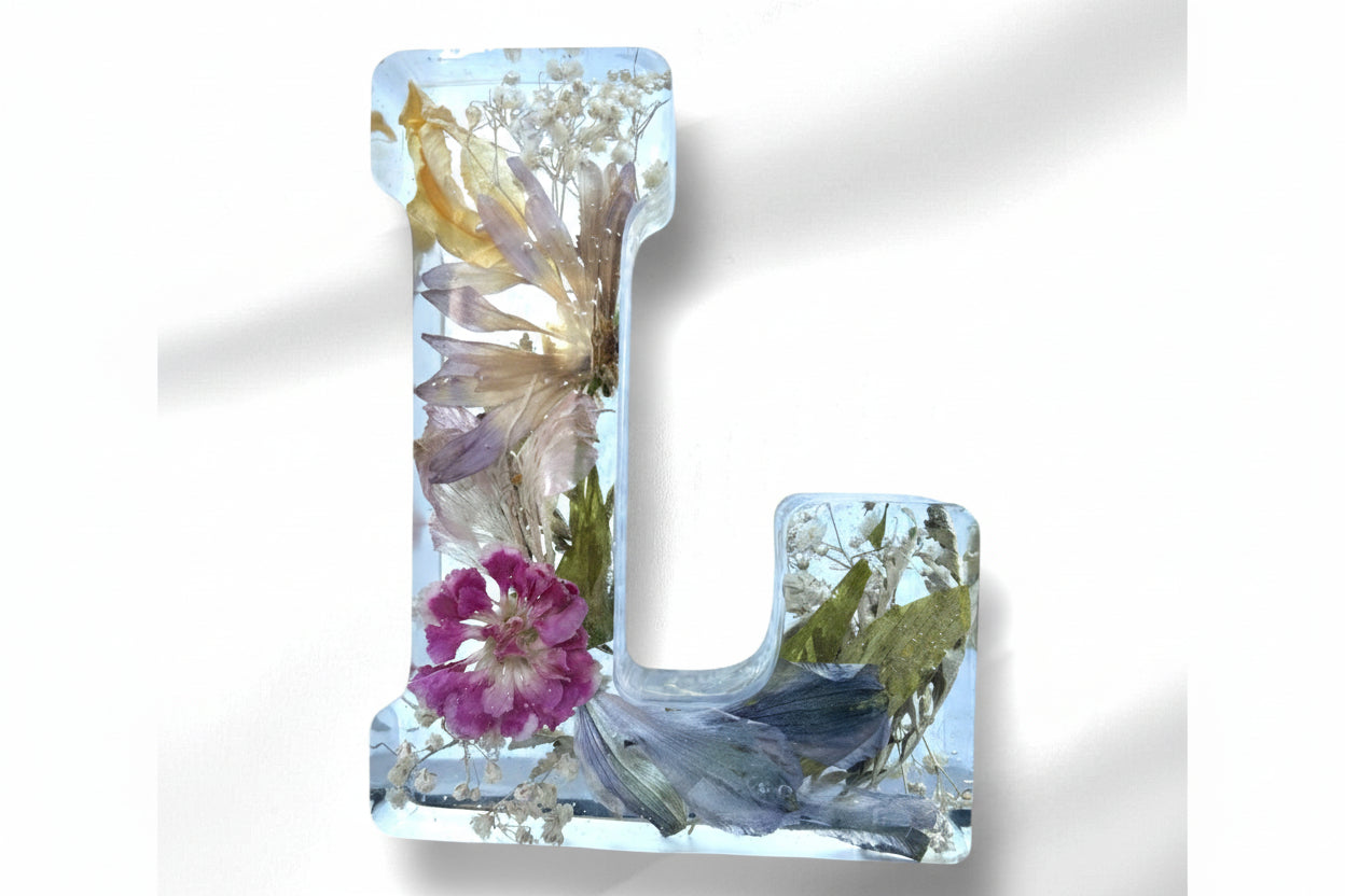 Resin Letter with Flowers inside