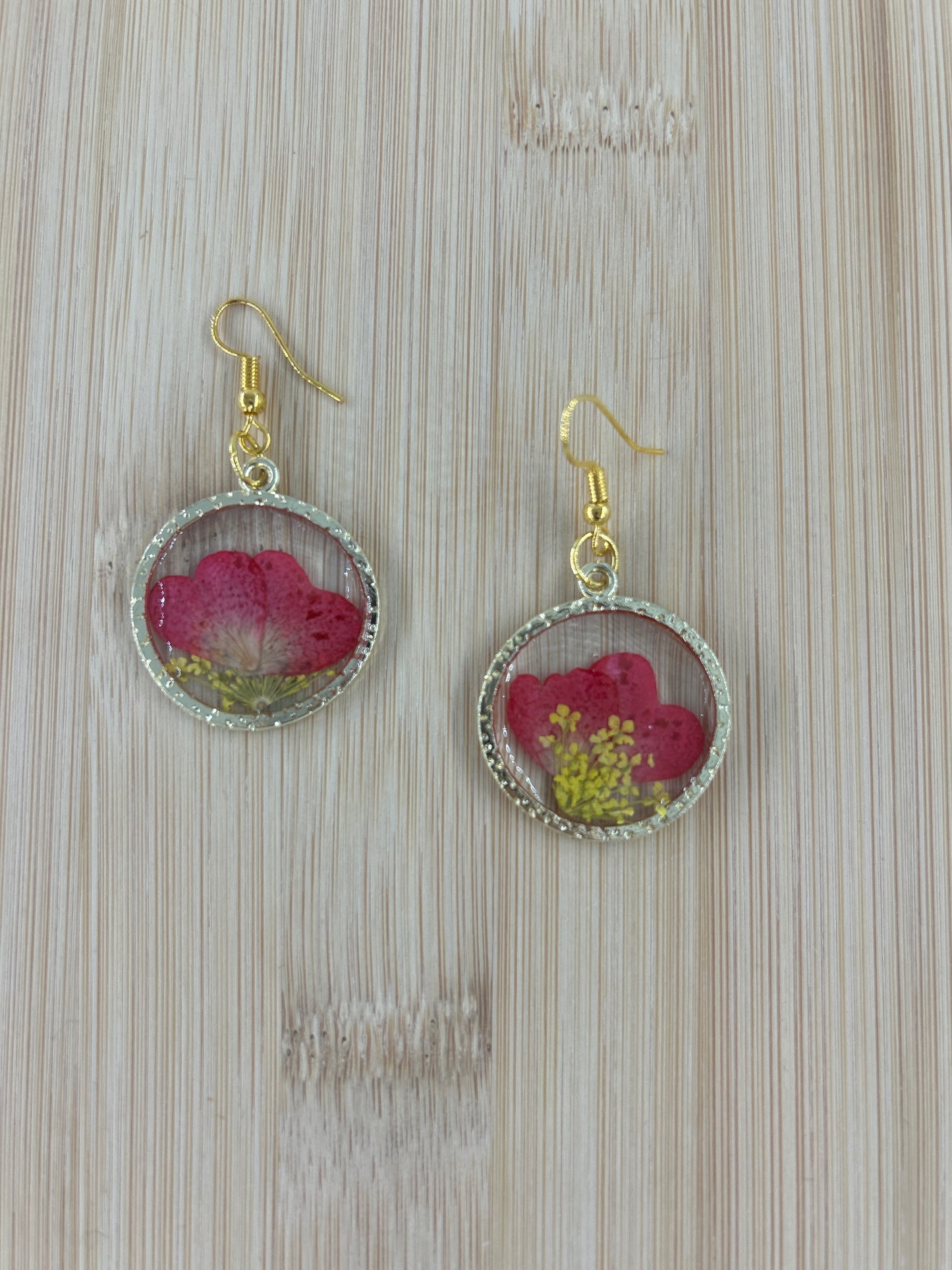 Pink and Yellow Circle Earrings