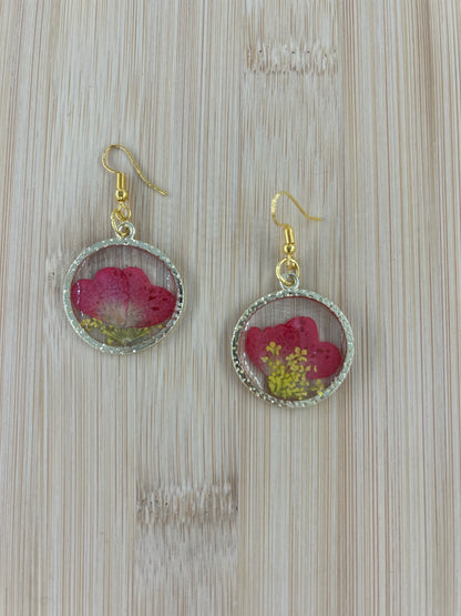 Pink and Yellow Circle Earrings