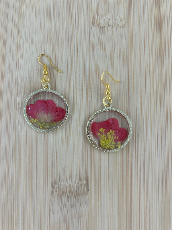 Pink and Yellow Circle Earrings
