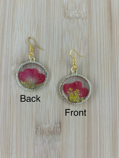 Pink and Yellow Circle Earrings