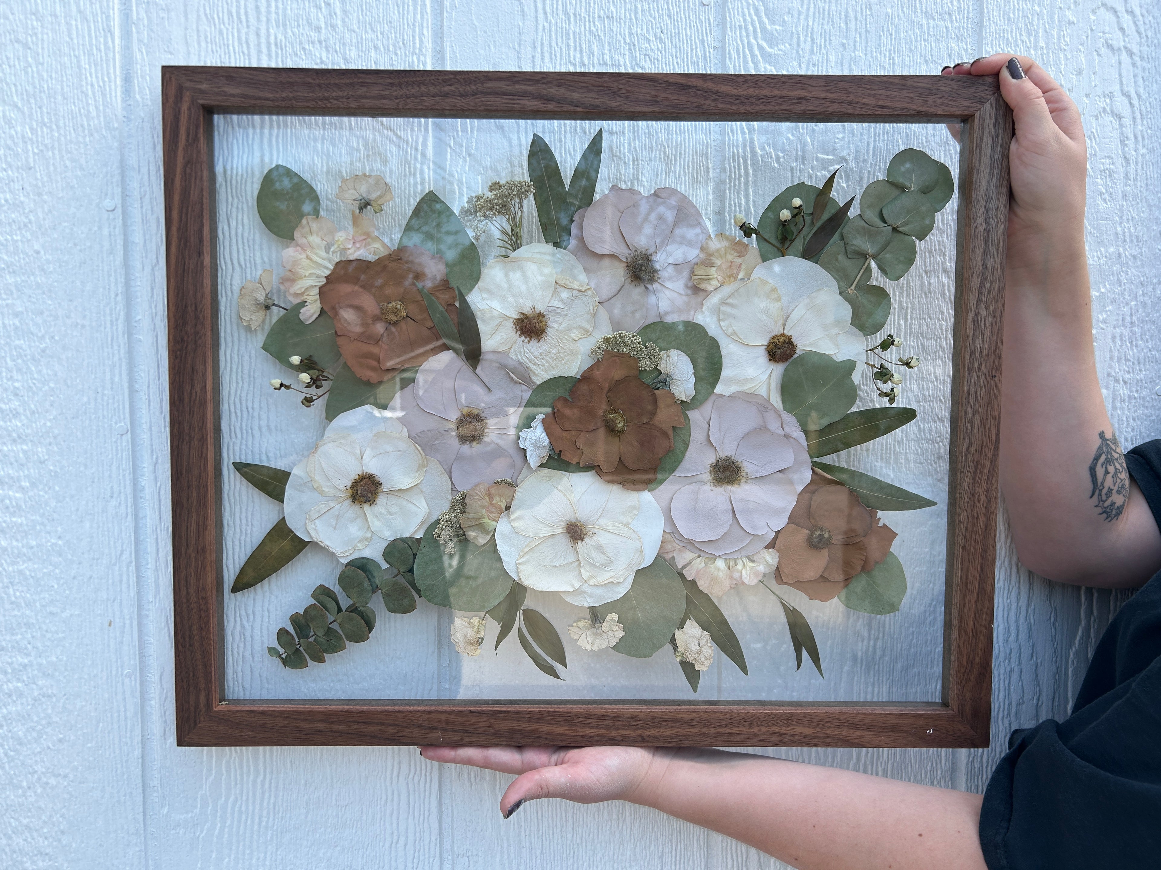 Pressed Flower Frame | Wedding & Memorial Bouquet Preservation | Fossil Flowers