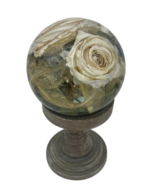 Resin Dome with white flowers inside