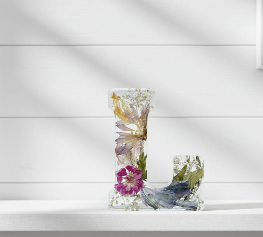 Resin Letter with Flowers inside