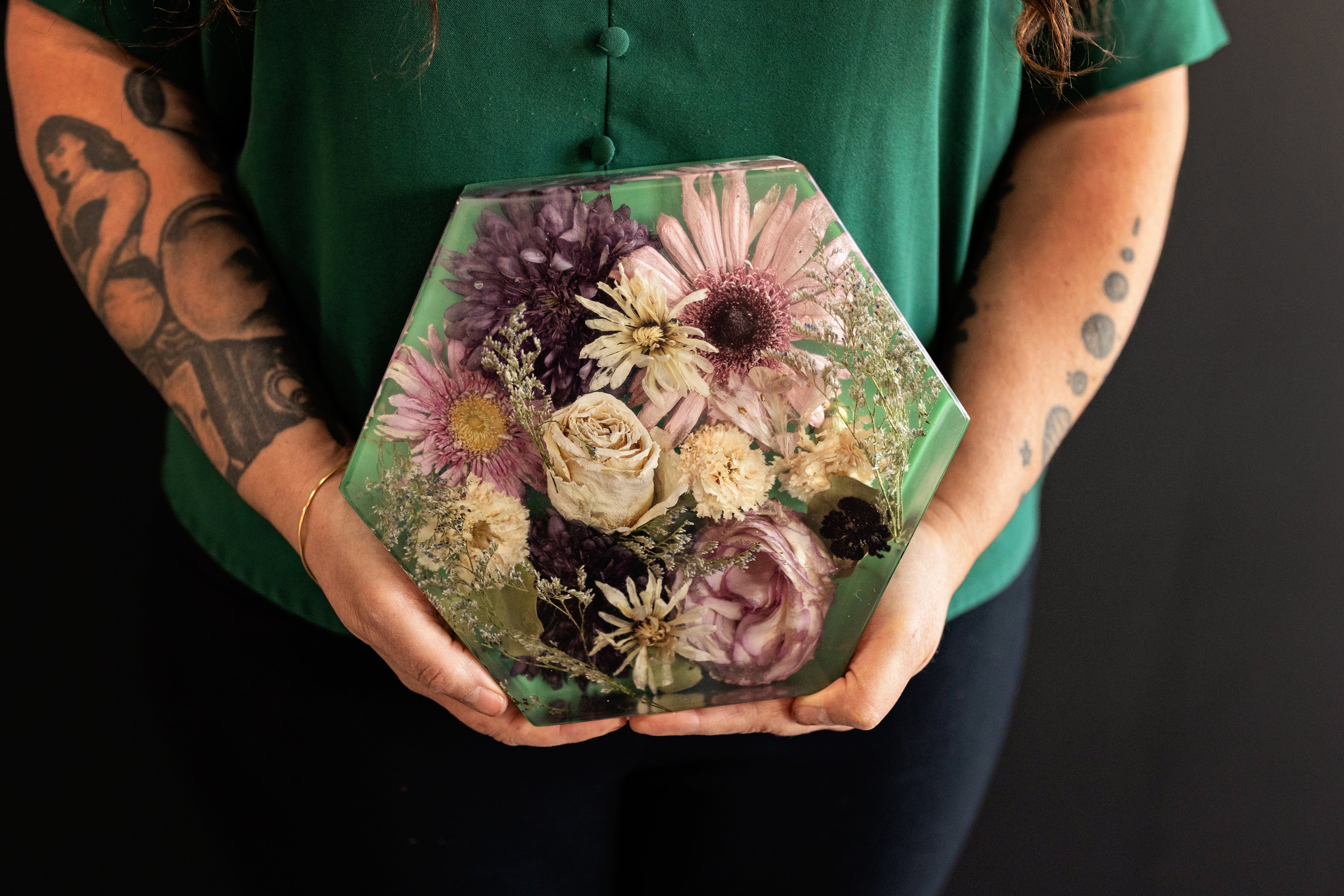 Custom Floral Hexagon with flowers