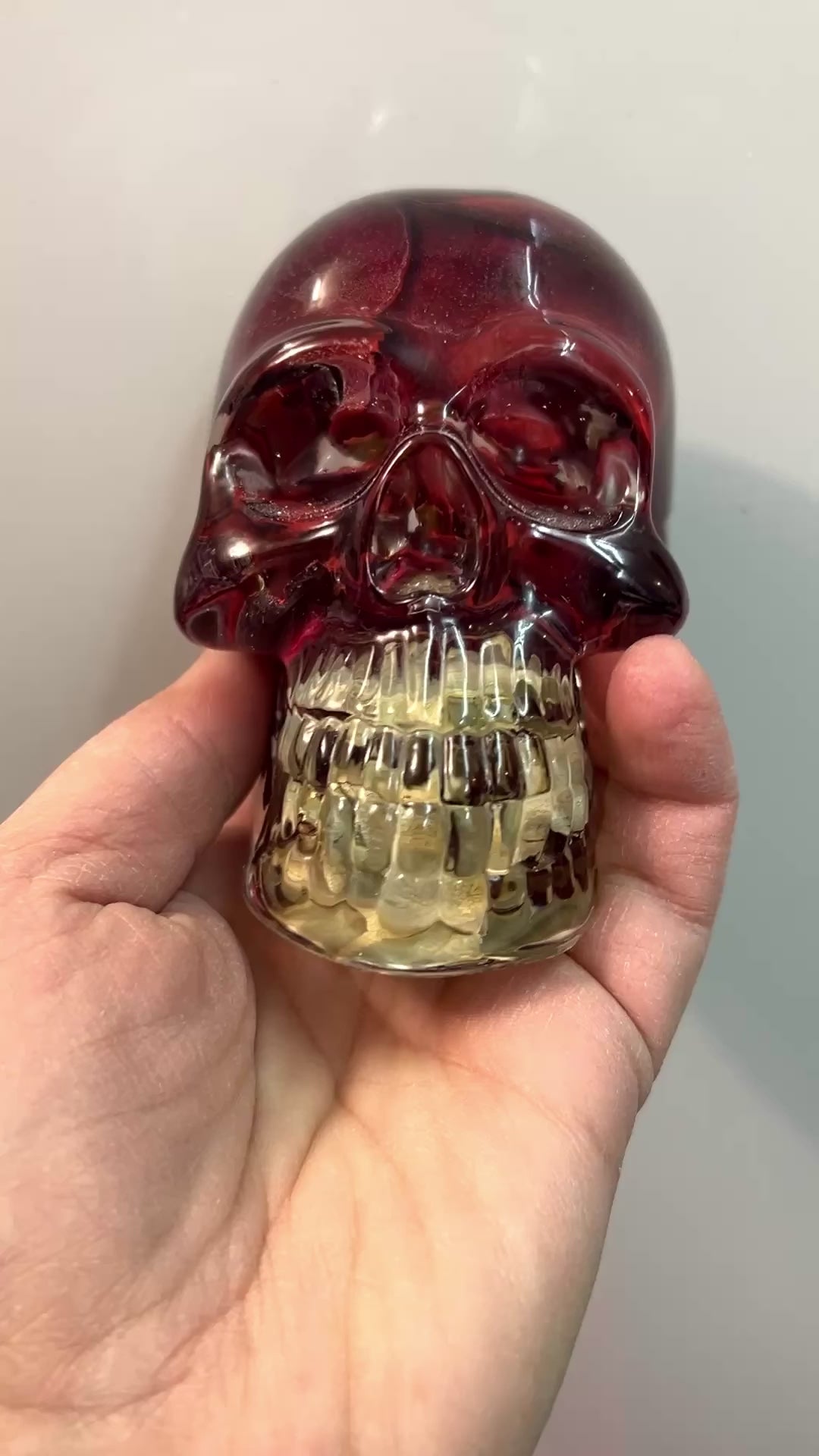 Red Rose  inside Resin Skull