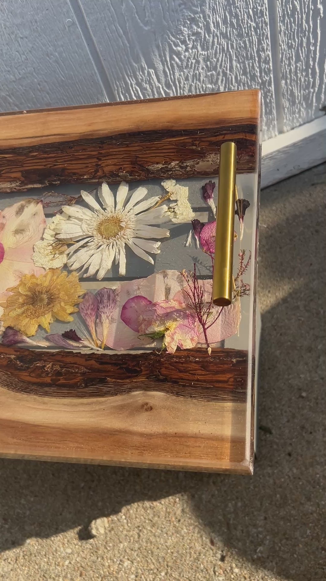 Wood and flower charcuterie board 